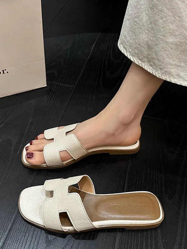 Hollow Open Toe Split-Joint Slippers