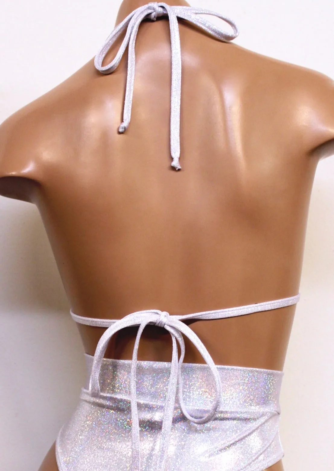 Hologram Triangle Bikini Top in White