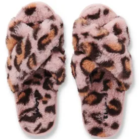 Kids Pink Cheetah Slippers