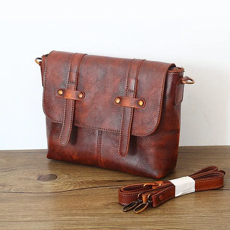 Leather Bag for Woman, Leather crossbody purse, Brown Cute Messenger bag, Everyday trendy crossbody Handmade bag, Messenger Purse