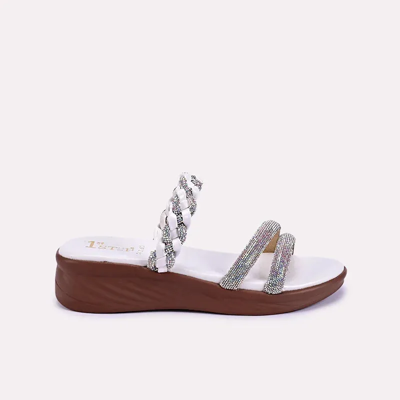 Liora White Fancy Heel Slippers 0412161