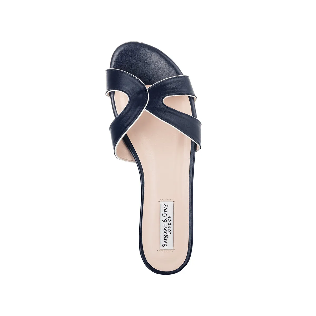 Lipa Wide Fit Sliders - Navy Leather