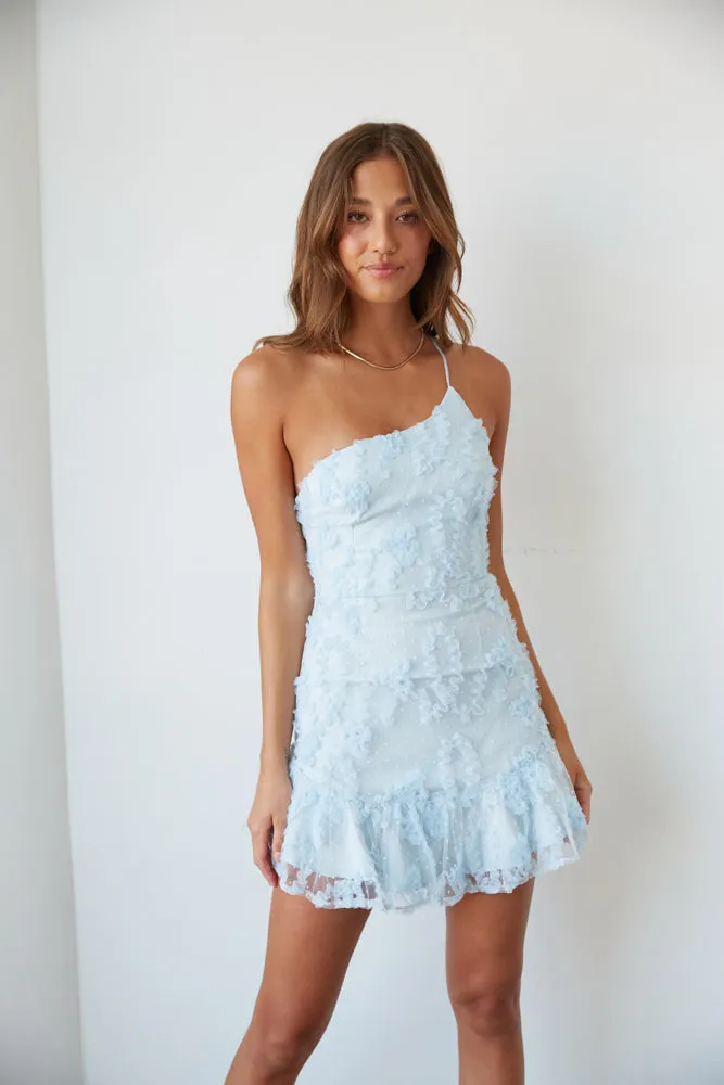 Livia One Shoulder Lace Ruffle Mini Dress