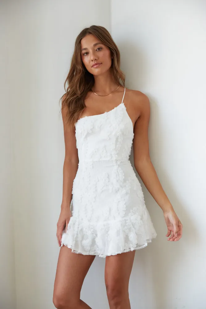 Livia One Shoulder Lace Ruffle Mini Dress