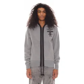 LUCKY BASTARD ZIP HOODY IN HEATHER GREY