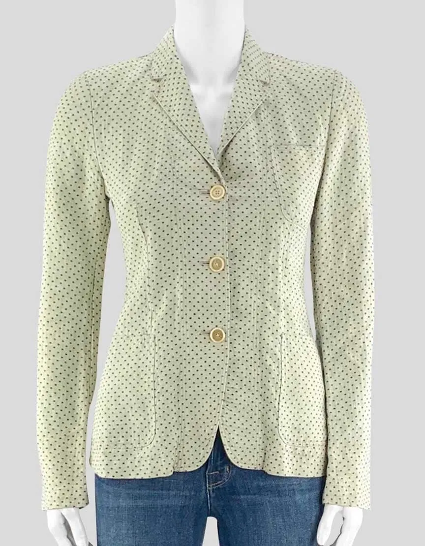 Massimo Alba Greeen And Blue Polka Dot Blazer 0US