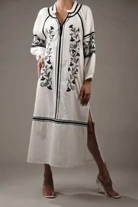 Off-White Embroidered Cotton Dress