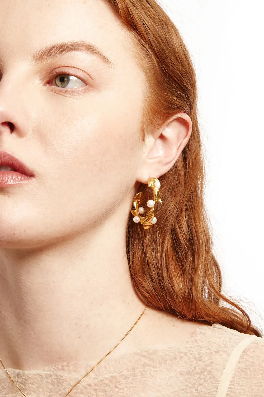 Olive Branch Hoop Earrings Maxi Gold