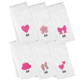 Personalized Emoji Burp Cloth - 6 Pack Pink