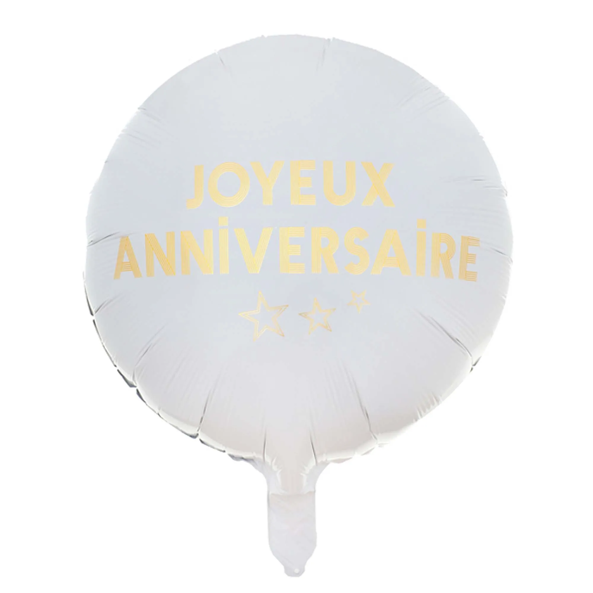 "Joyeux Anniversaire" Birthday Round Foil Balloon, White and Gold, 18 Inches, 1 Count