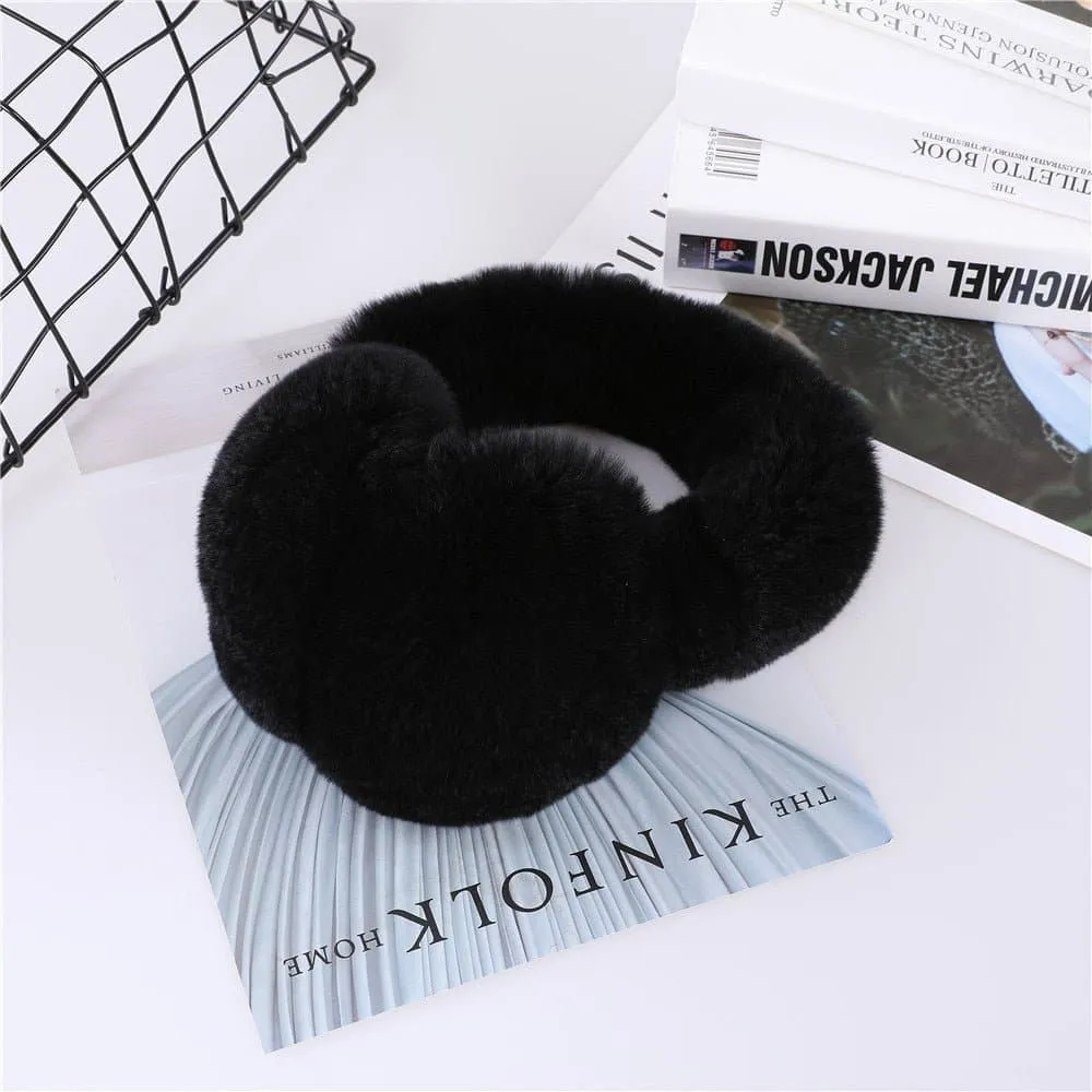 Rabbit Fur Ear Muffs - Soft and Plush Winter Earmuffs