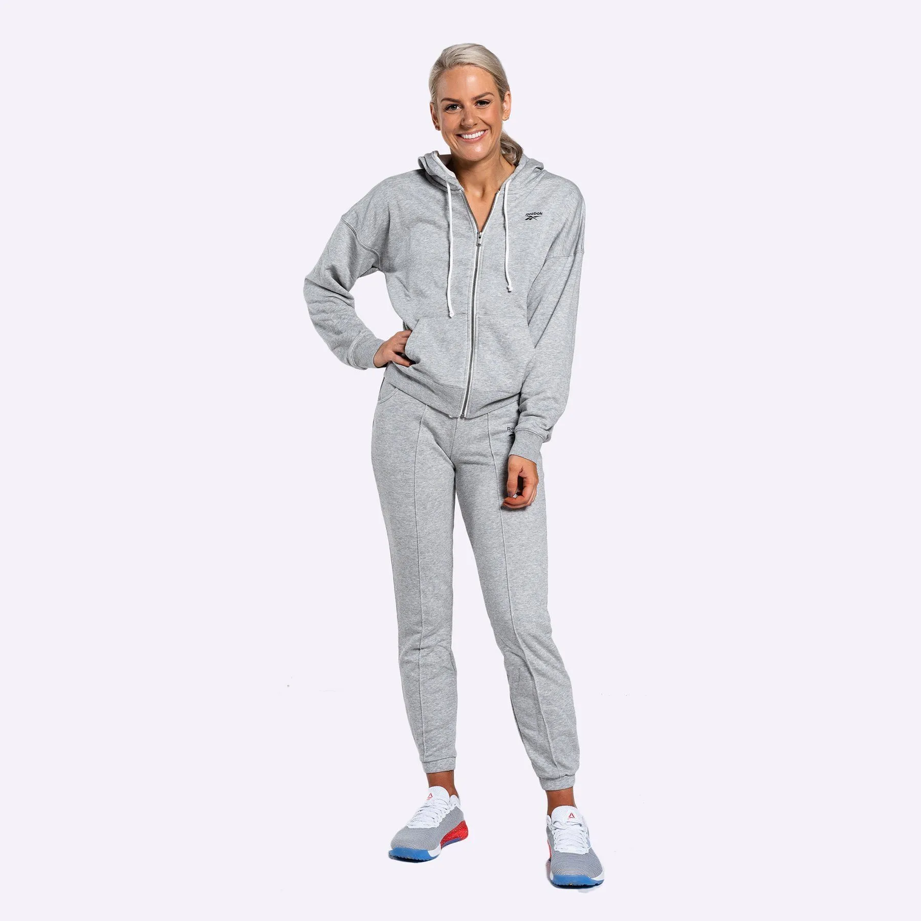 Reebok - Women's Training Essentials Full-Zip Hoodie - MEDIUM GREY HEATHER