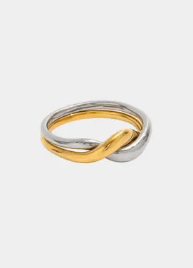 Ring | Tyra Two Tone | Twist Stackable | 18K Gold Plated