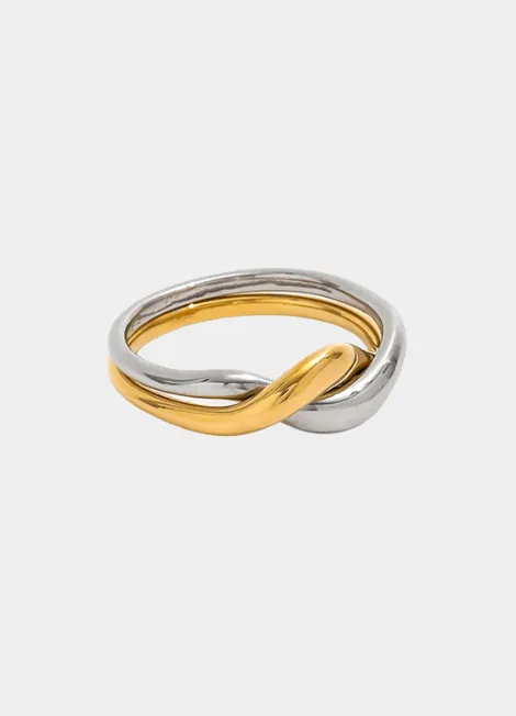 Ring | Tyra Two Tone | Twist Stackable | 18K Gold Plated