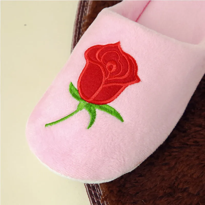 Rose Embroidered Soft Bottom Slippers for Women