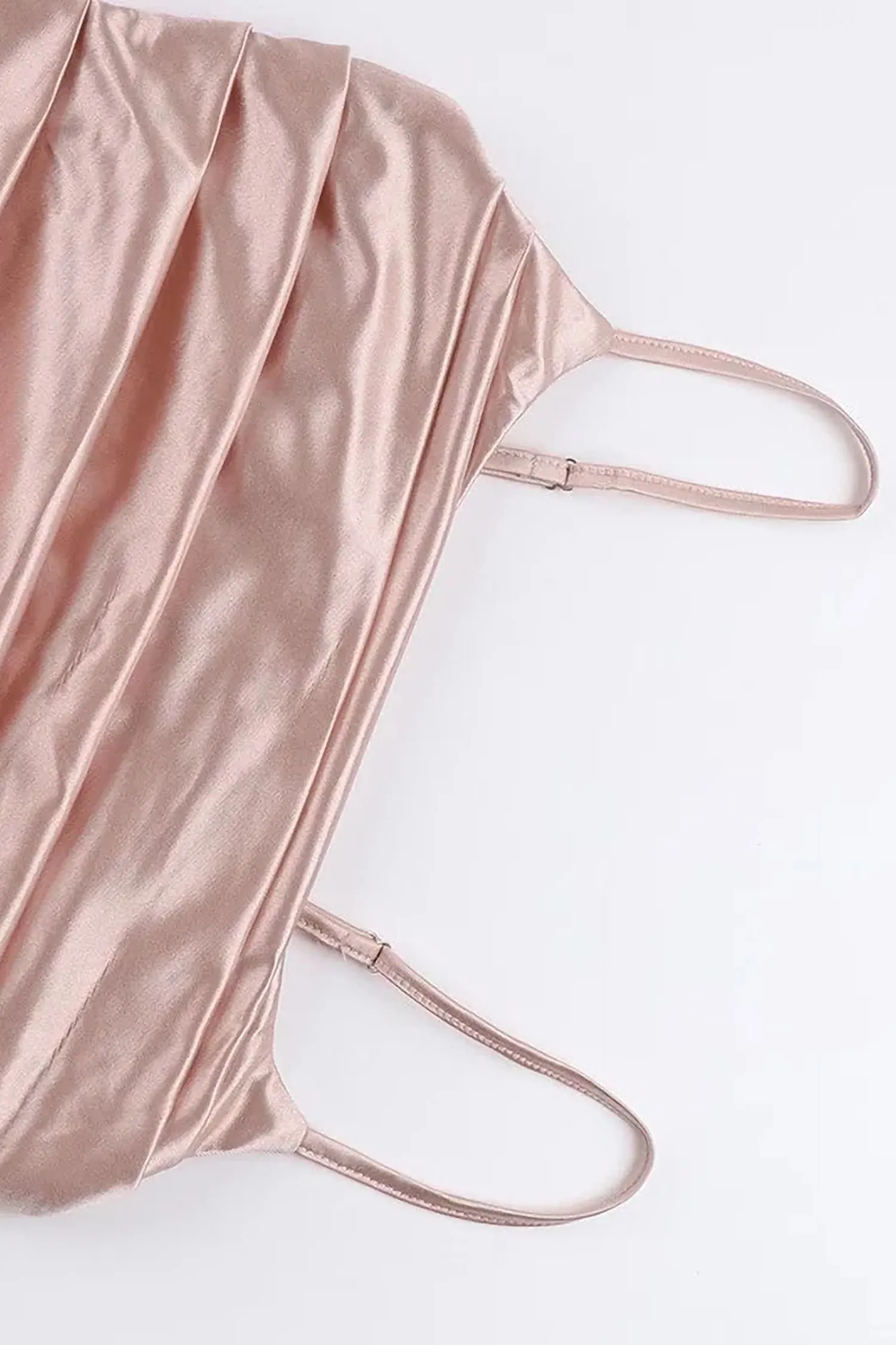 Rose Gold Satin Maxi Slit Dress