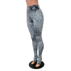 SALE - SMALL - Gray Crushed Velvet Stirrup Leggings