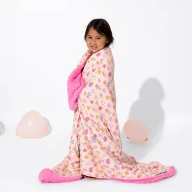 Valentine's Candy Hearts Pink Bamboo Sherpa Blanket