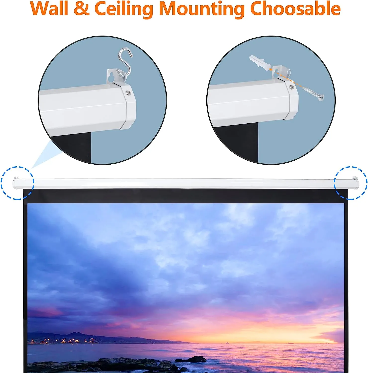 ZENY™ 100'' 16:10 HD Projection Screen Foldable Anti-Crease Portable Projector Movie Screen Manual Pull Down